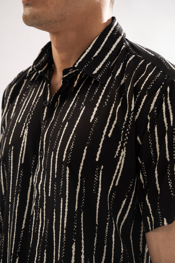 Black Striped Linen Shirt