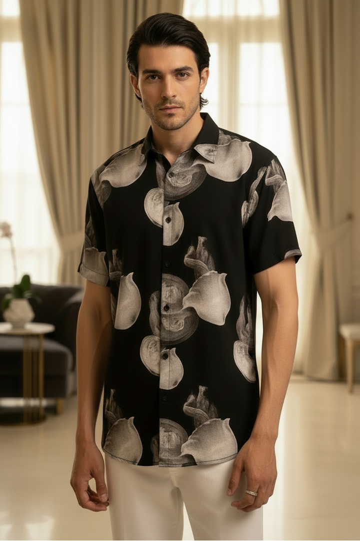 Black and White Linen Shirt