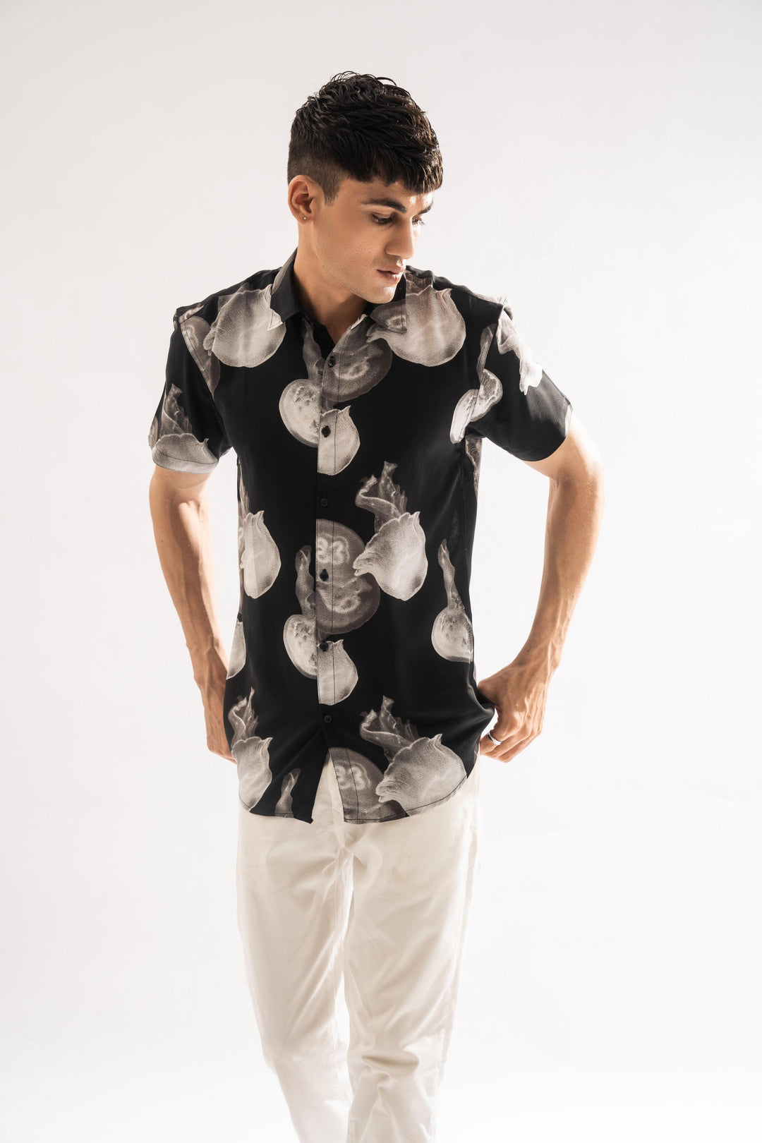 Black and White Linen Shirt