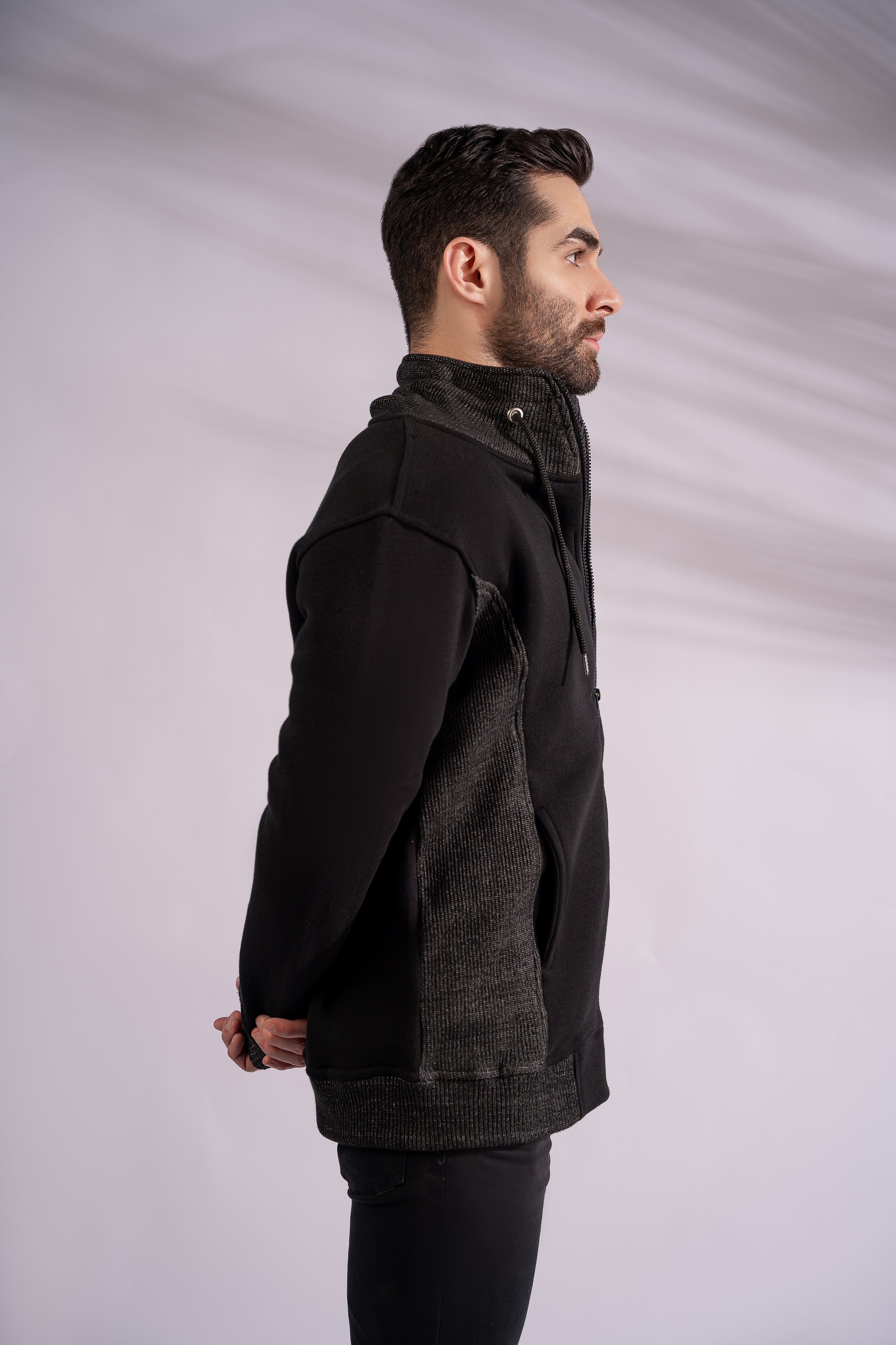 Black Jacket with Rib Design