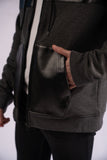 Grey Leather Patch Jacket