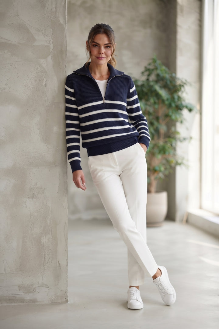 Navy Blue/White Striped Sweater