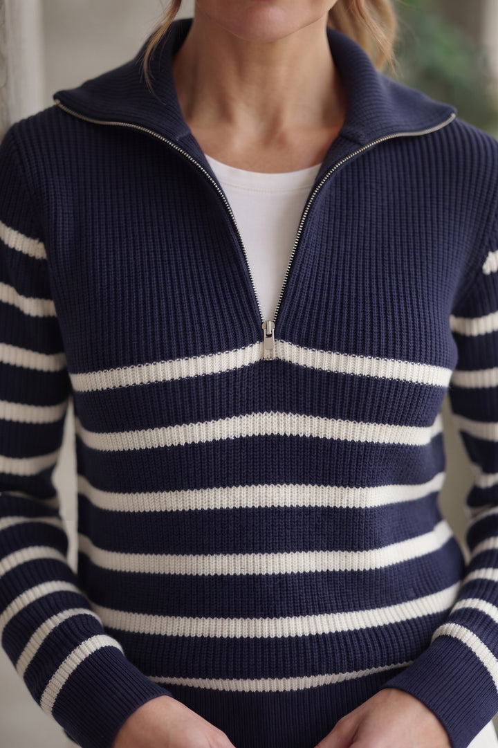 Navy Blue/White Striped Sweater