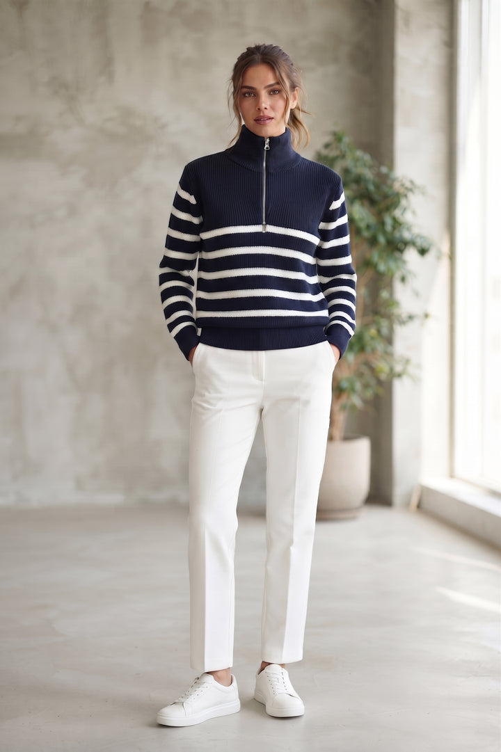Navy Blue/White Striped Sweater