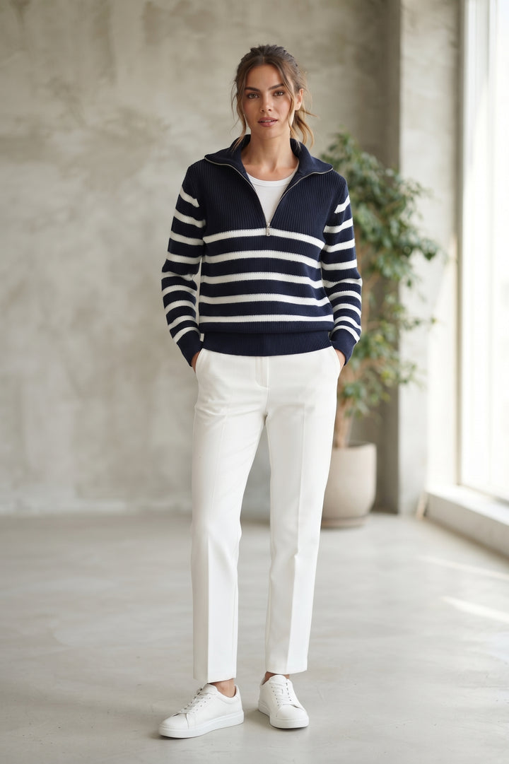 Navy Blue/White Striped Sweater