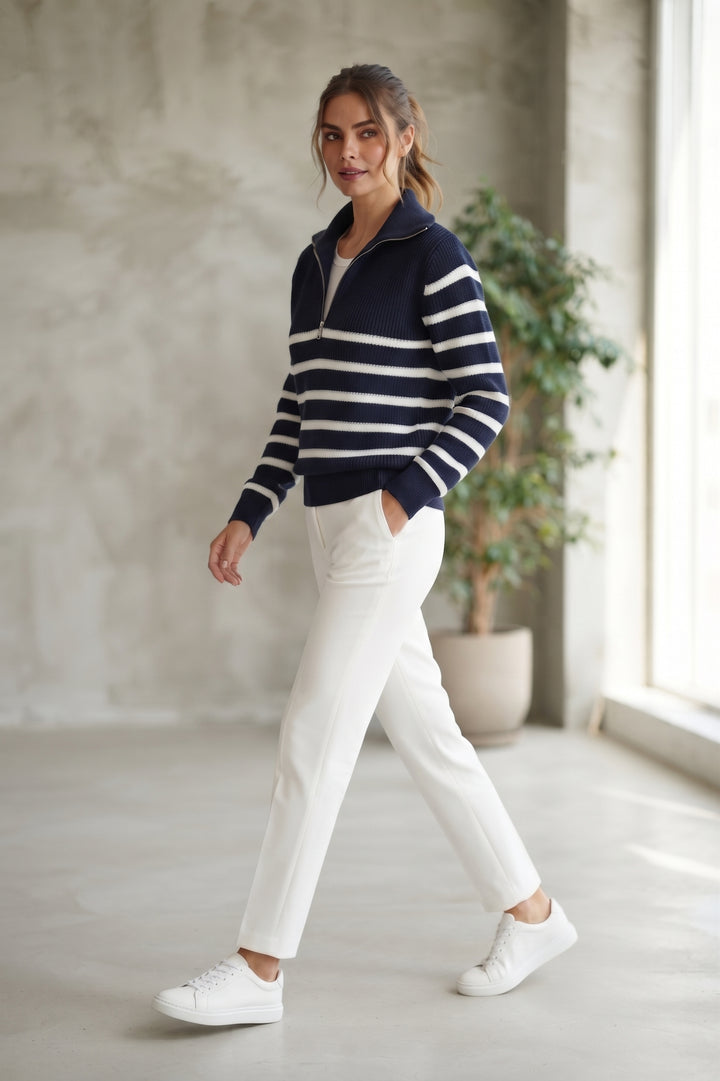 Navy Blue/White Striped Sweater