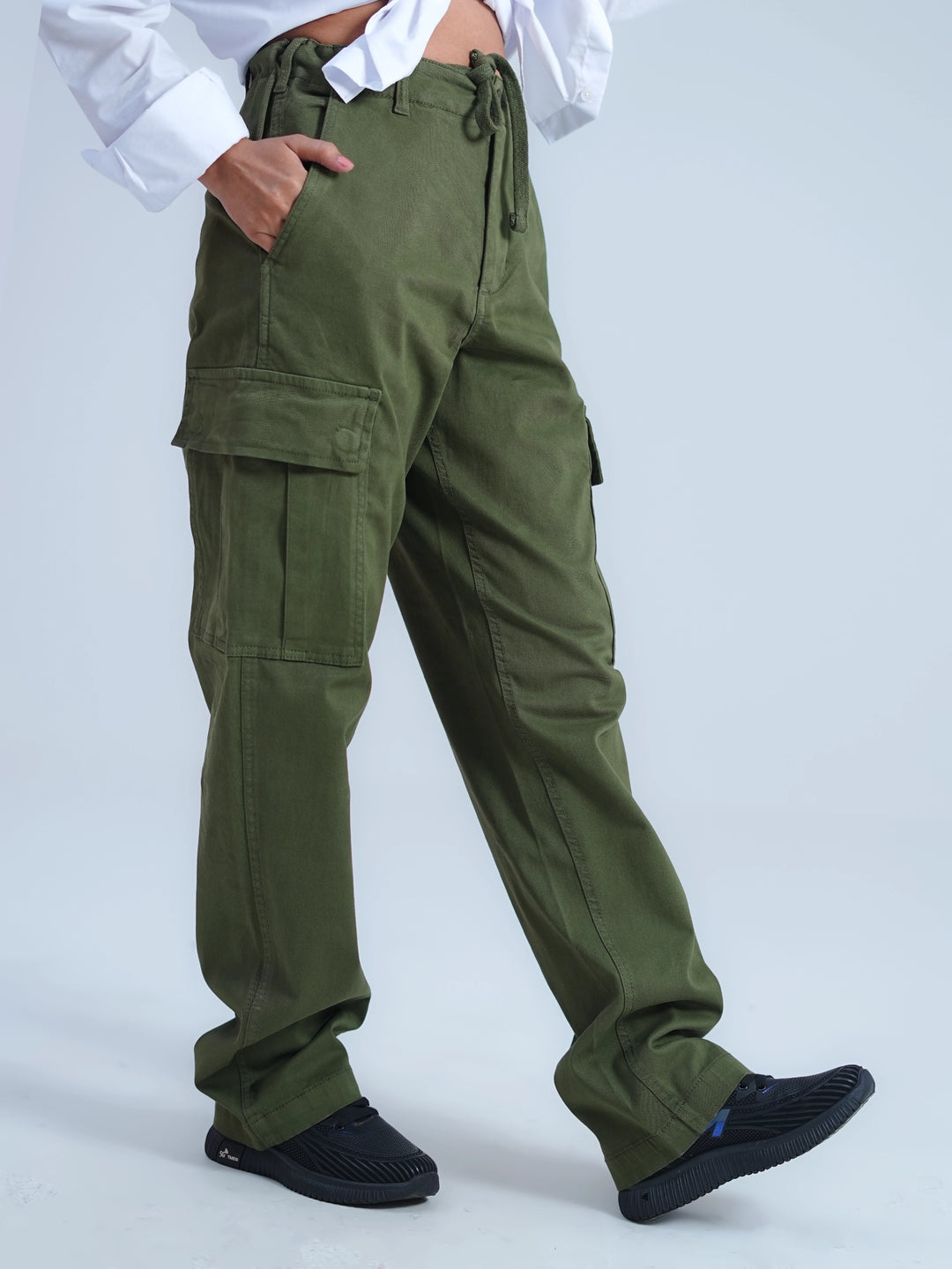 Woman Comfort Cargo Pants Olive Green