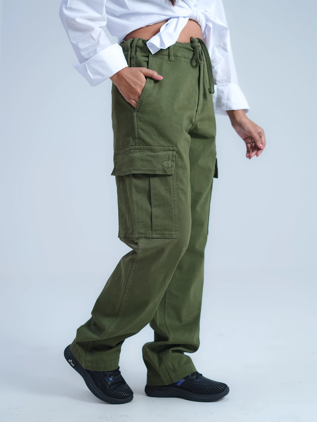 Woman Comfort Cargo Pants Olive Green