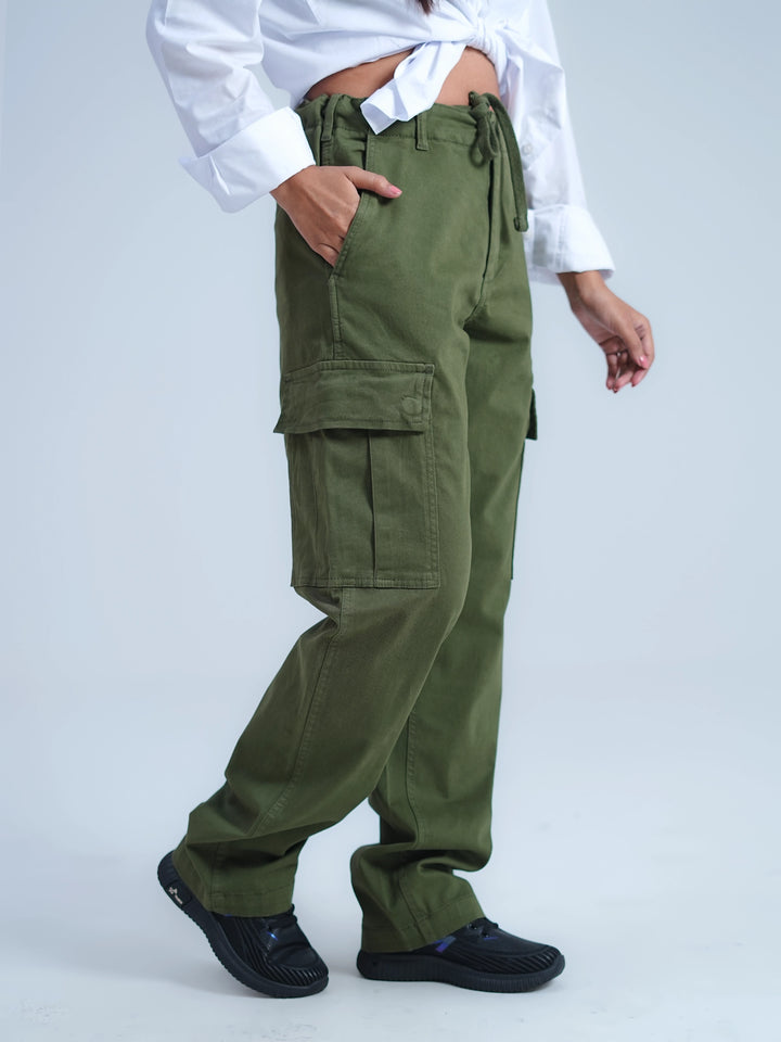 Woman Comfort Cargo Pants Olive Green