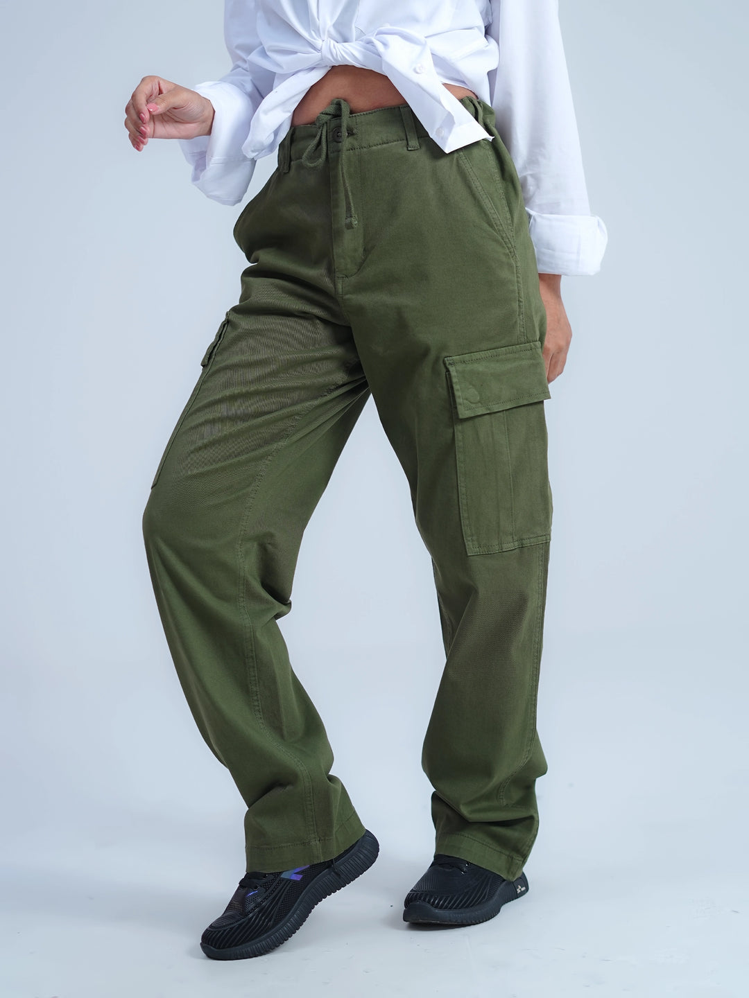 Woman Comfort Cargo Pants Olive Green