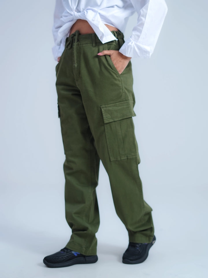 Woman Comfort Cargo Pants Olive Green