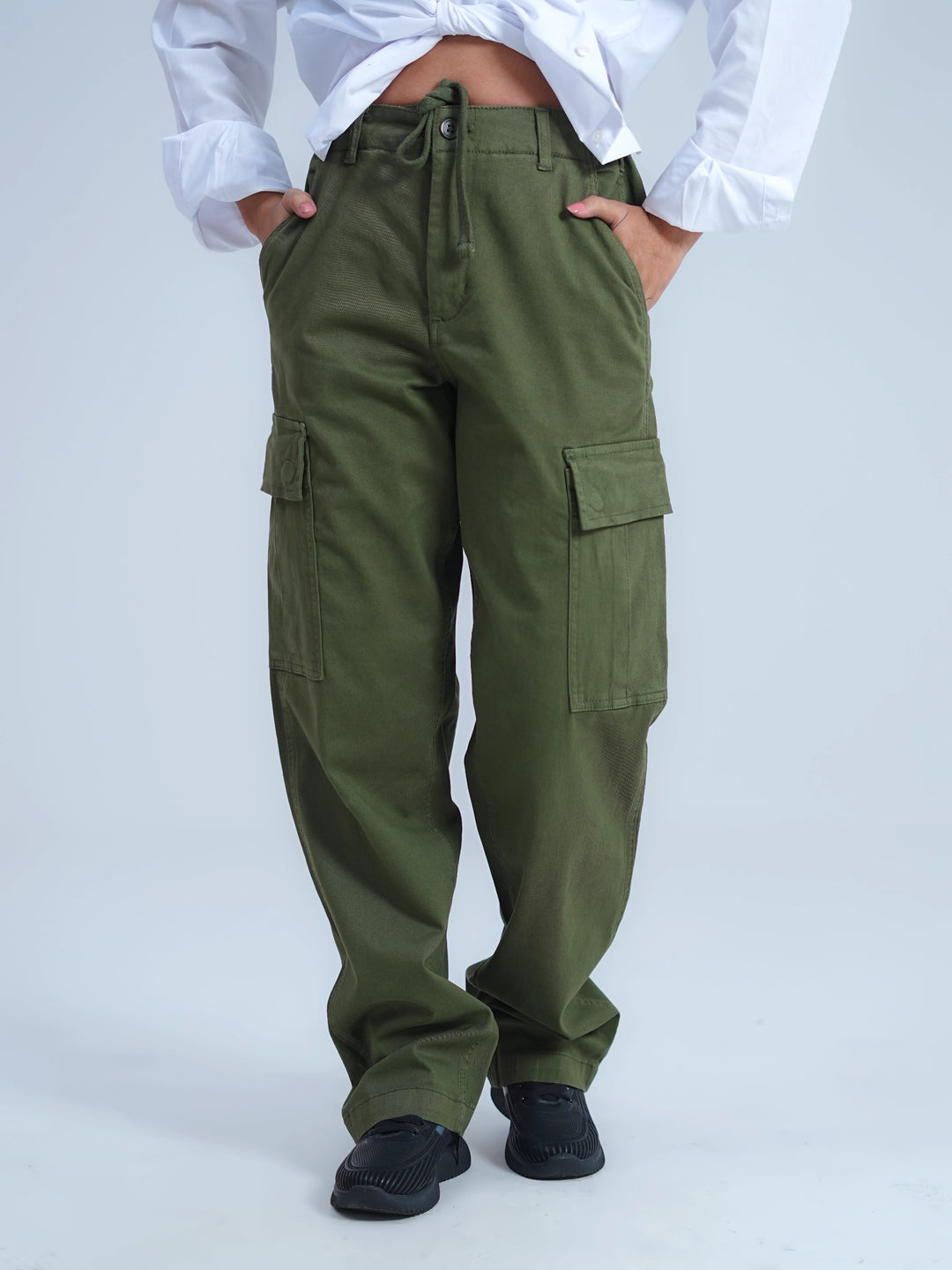Woman Comfort Cargo Pants Olive Green