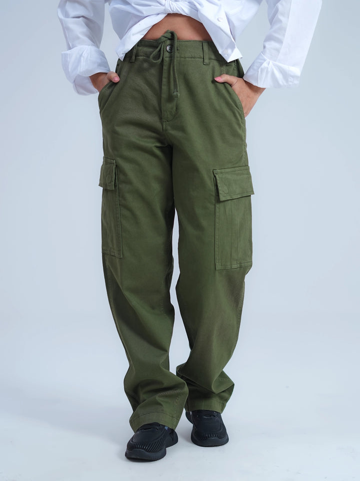 Woman Comfort Cargo Pants Olive Green