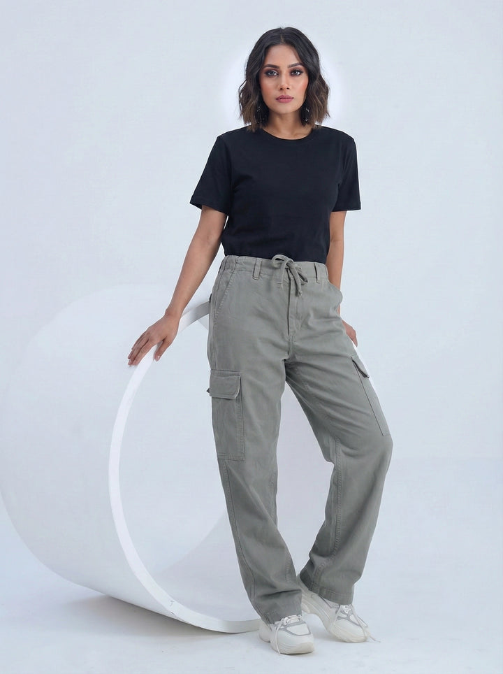 Woman Comfort Cargo Pants Grey