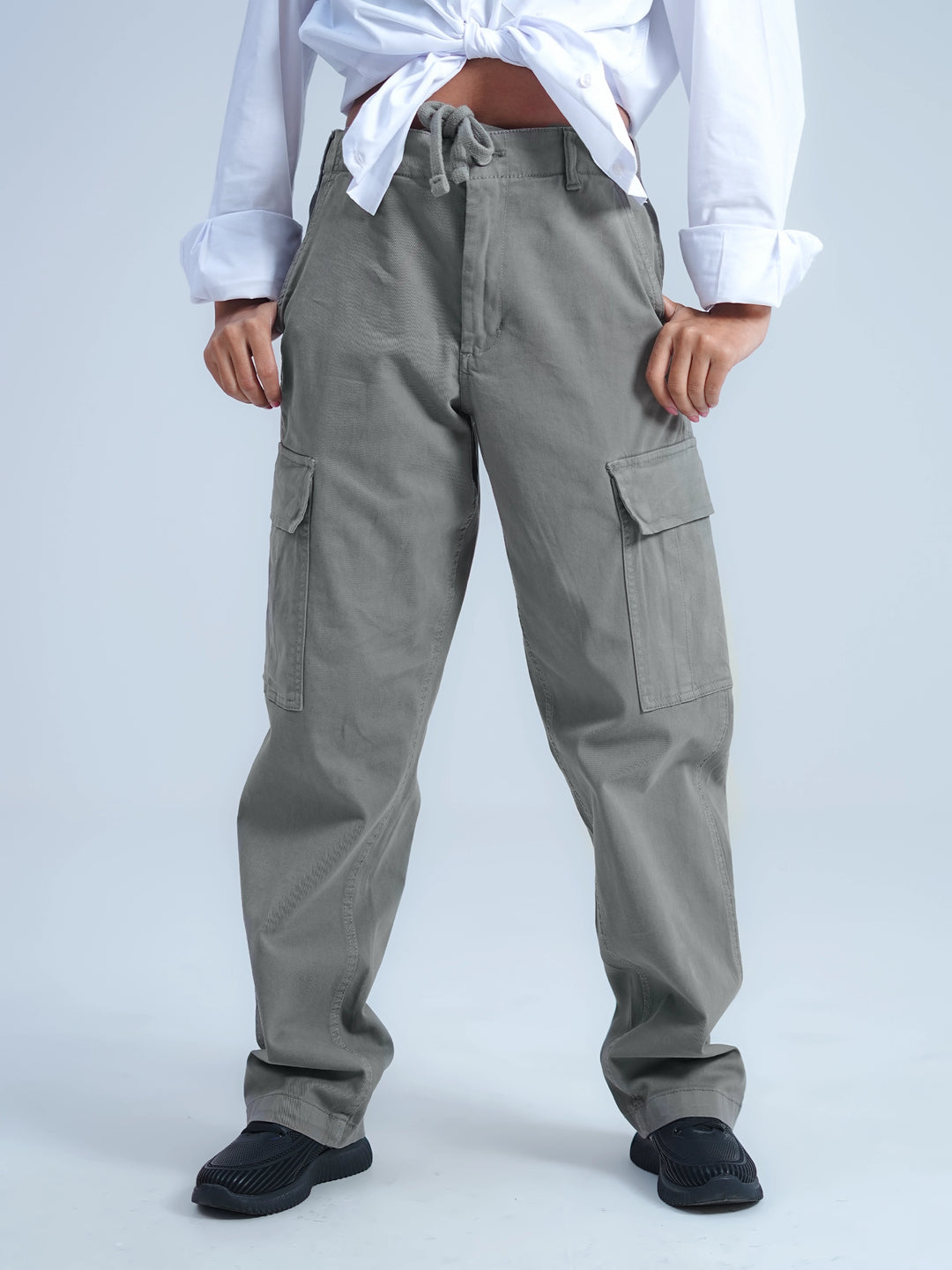 Woman Comfort Cargo Pants Grey