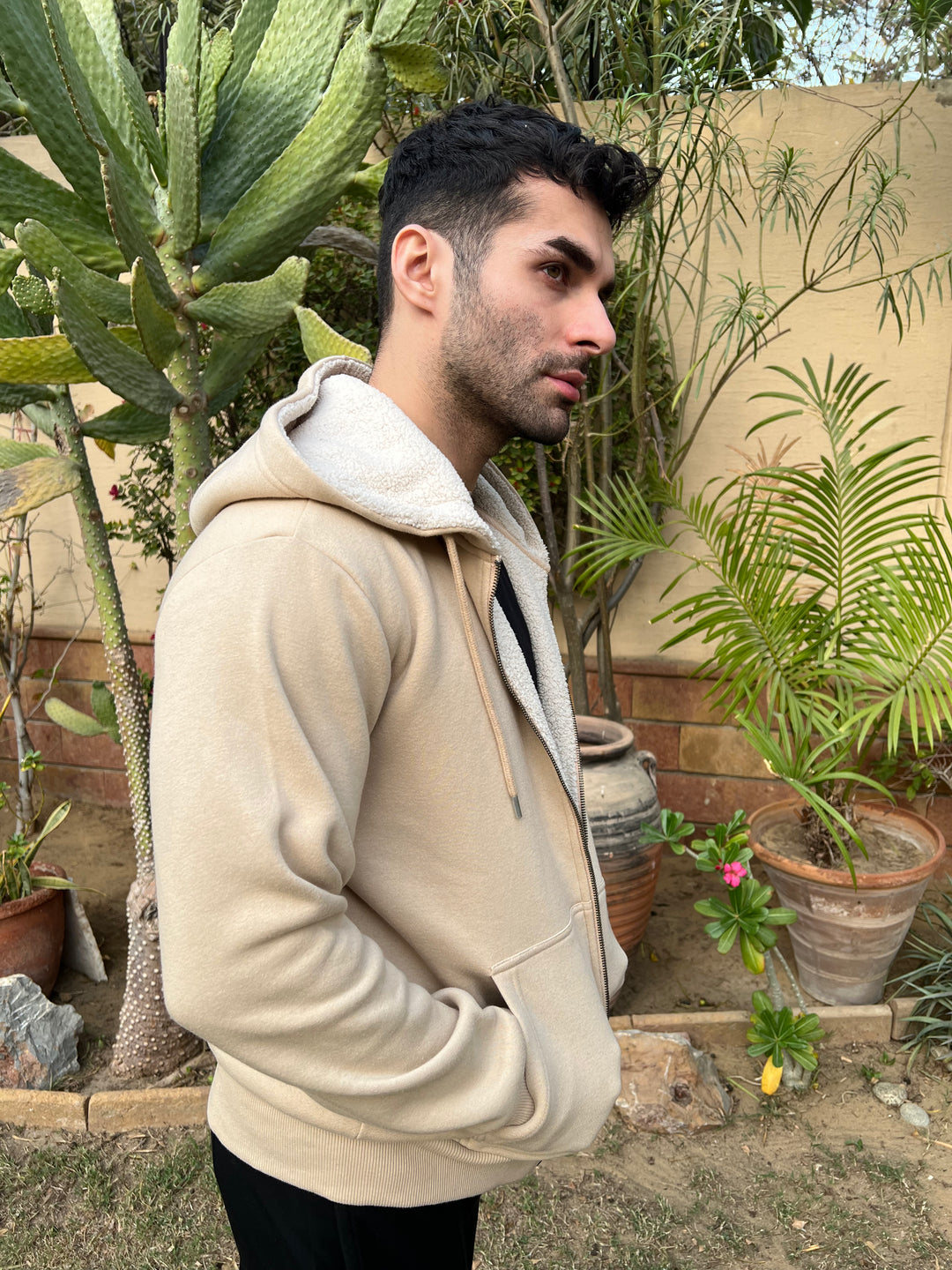 Beige Sherpa Hoodie