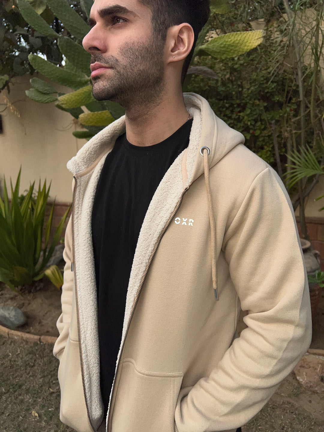 Beige Sherpa Hoodie