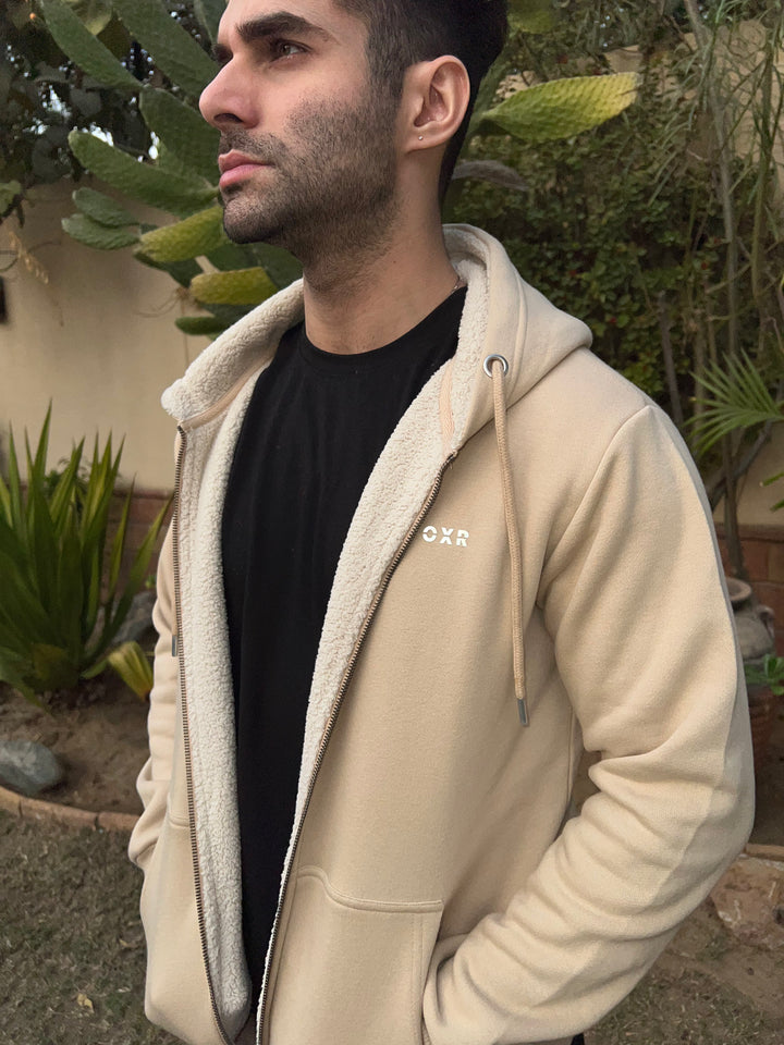 Beige Sherpa Hoodie