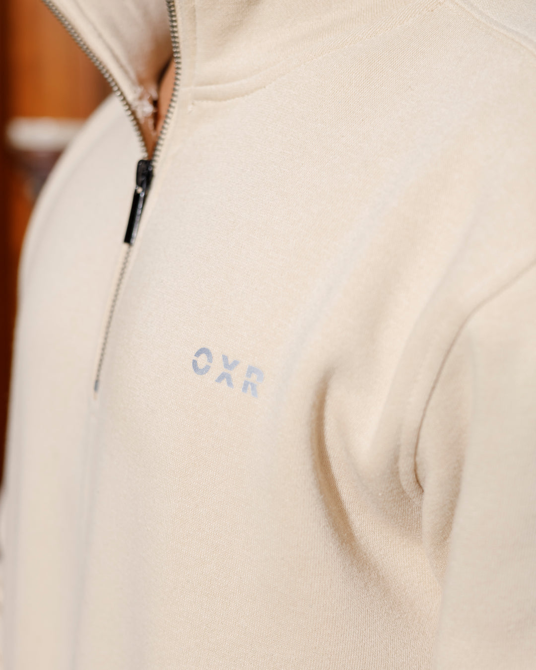 Beige Quarter-Zip Sweatshirt