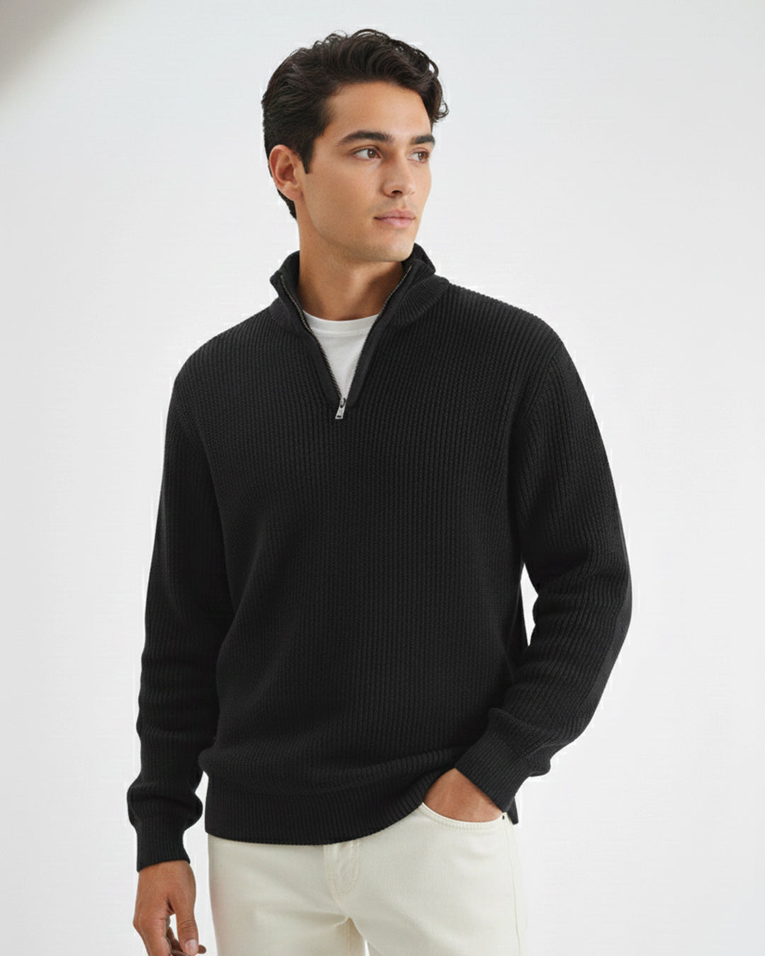 Men's Black Textured Sweater