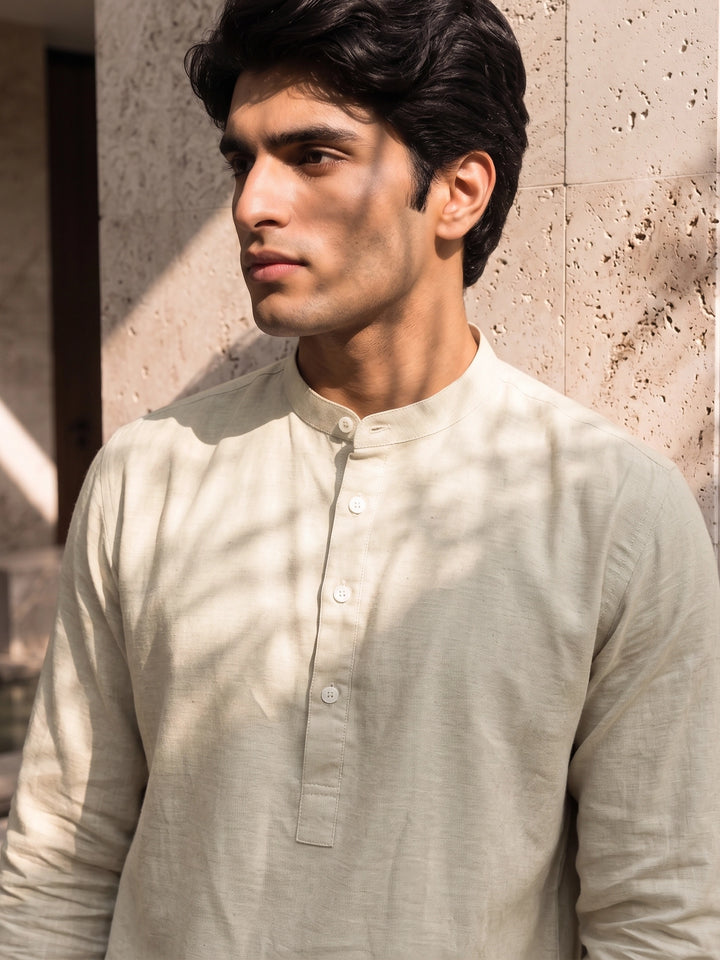 Lime Mist Mandarin Collar Shirt