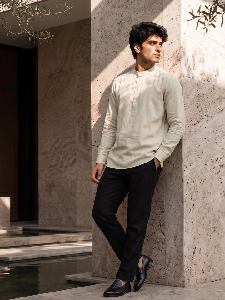 Lime Mist Mandarin Collar Shirt