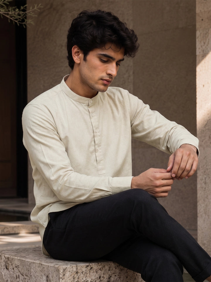 Lime Mist Mandarin Collar Shirt