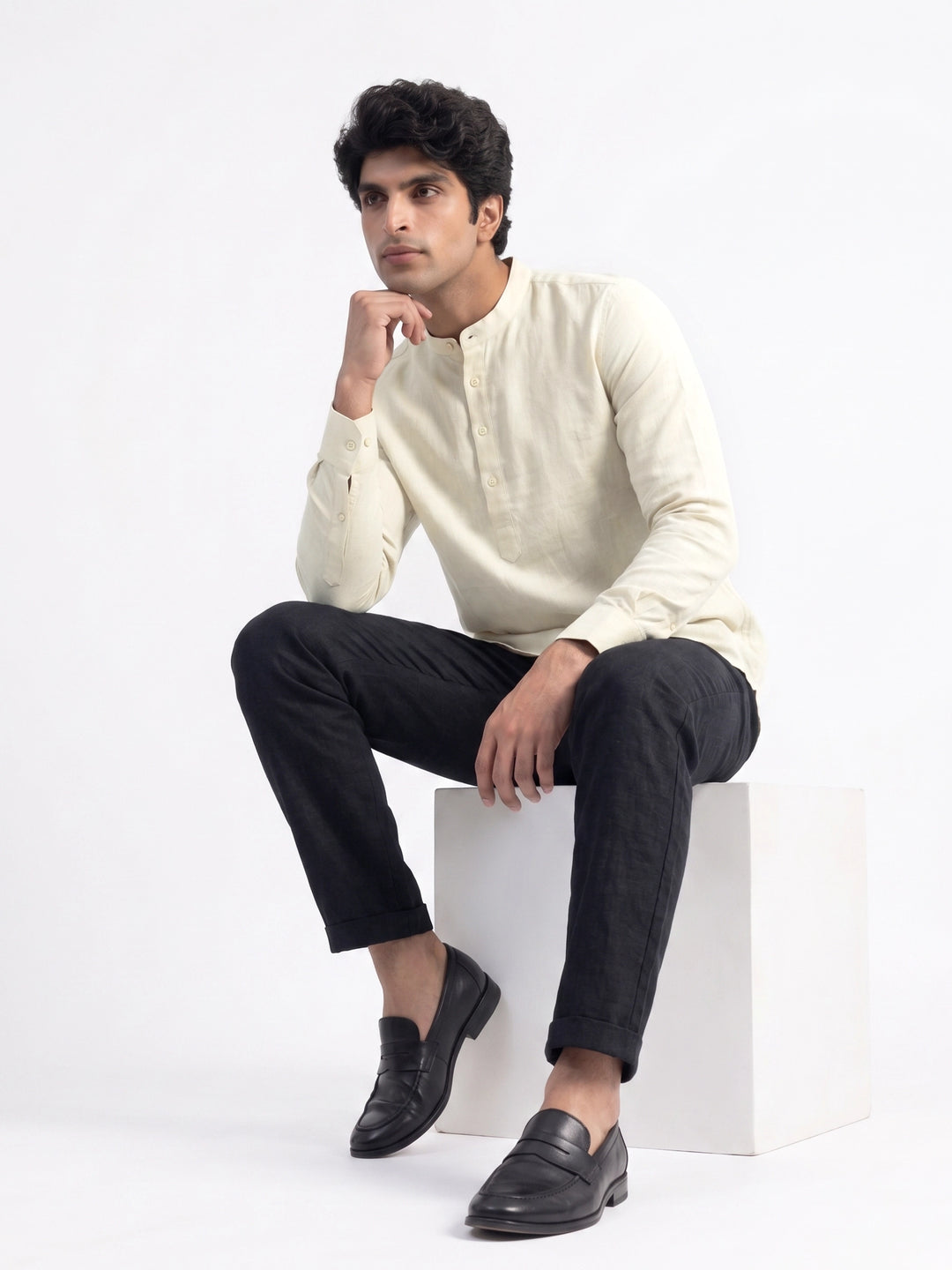 Lime Mist Mandarin Collar Shirt