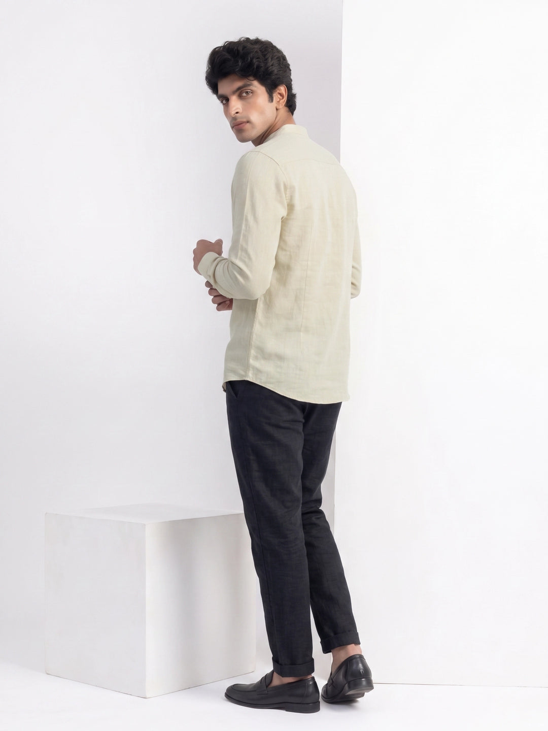 Lime Mist Mandarin Collar Shirt