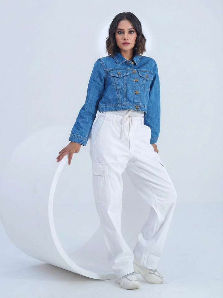 Woman Comfort Cargo Pants White