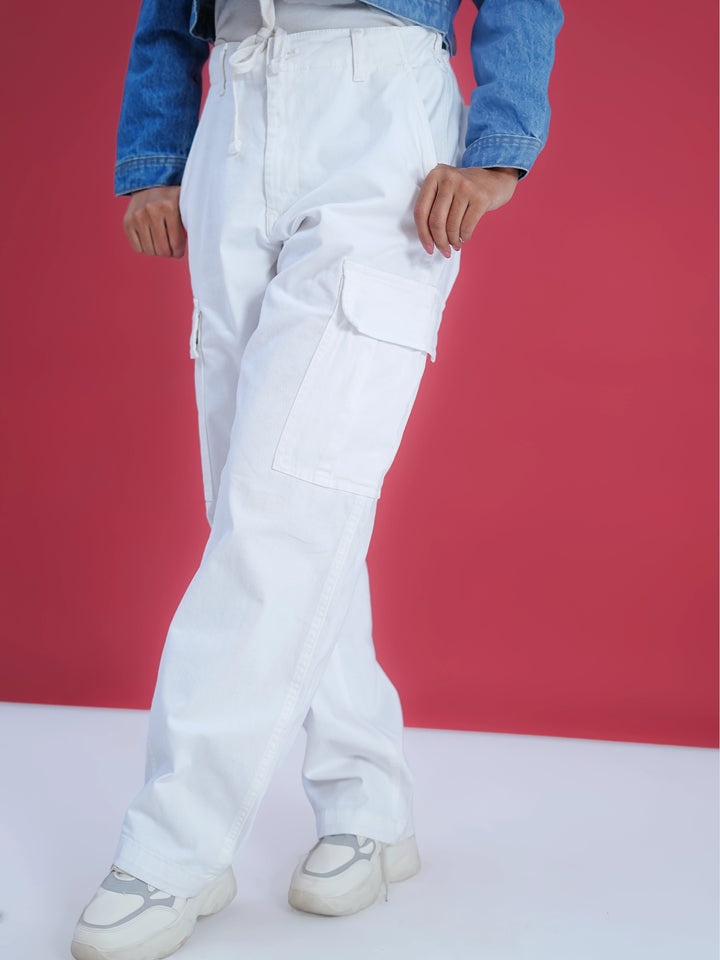 Woman Comfort Cargo Pants White