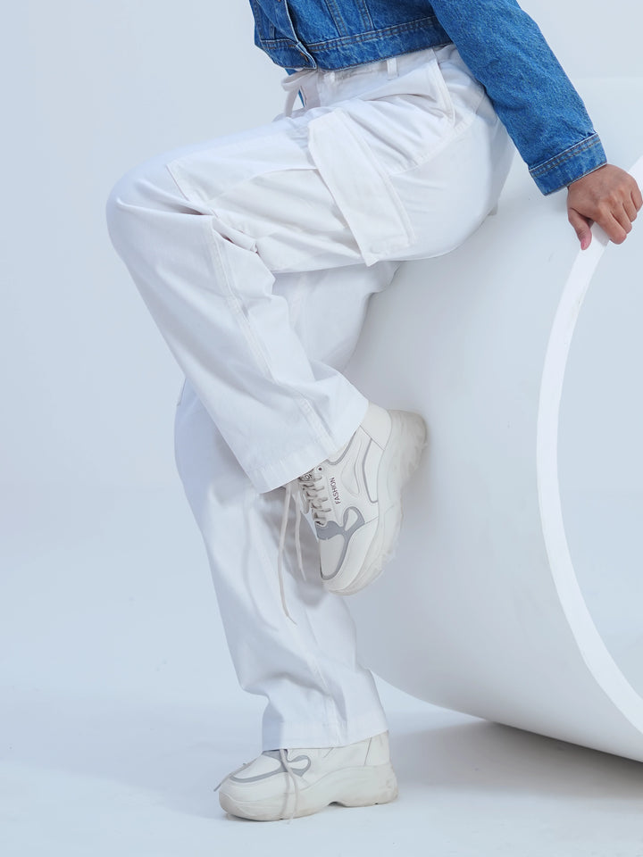 Woman Comfort Cargo Pants White