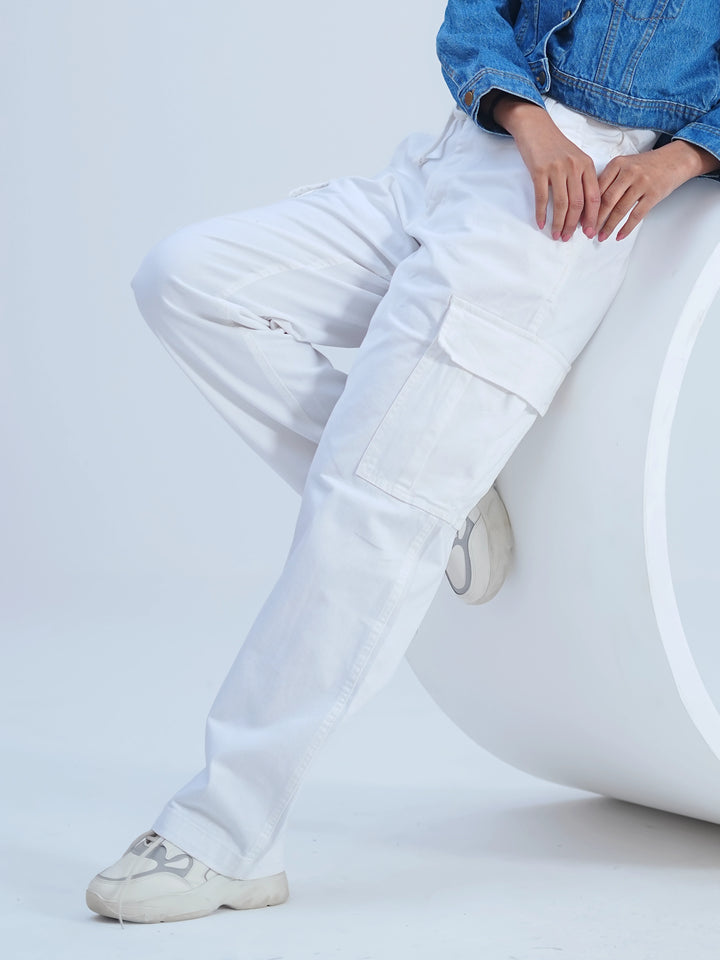Woman Comfort Cargo Pants White