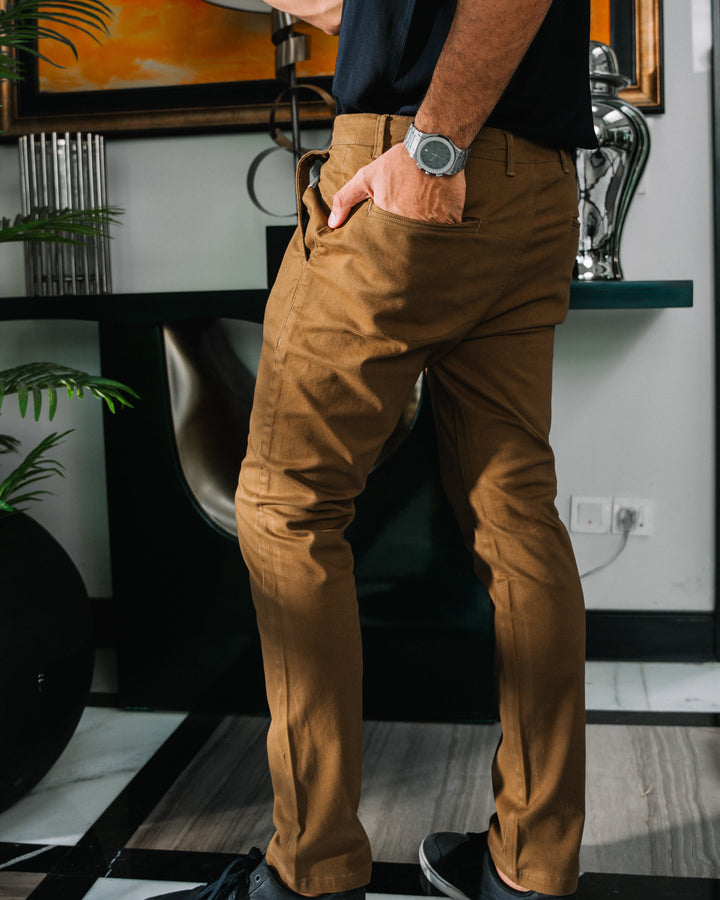 Tobacco Brown Stretch Chino Pants