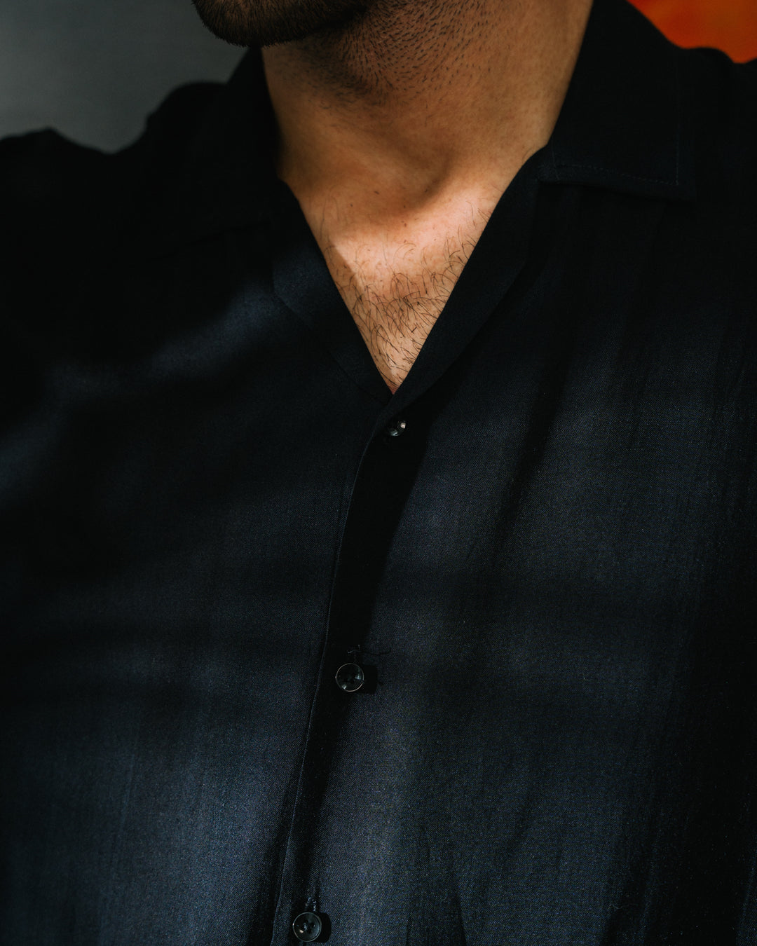 Black Cuban Collar Shirt