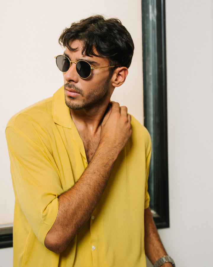 Yellow Cuban Collar Shirt