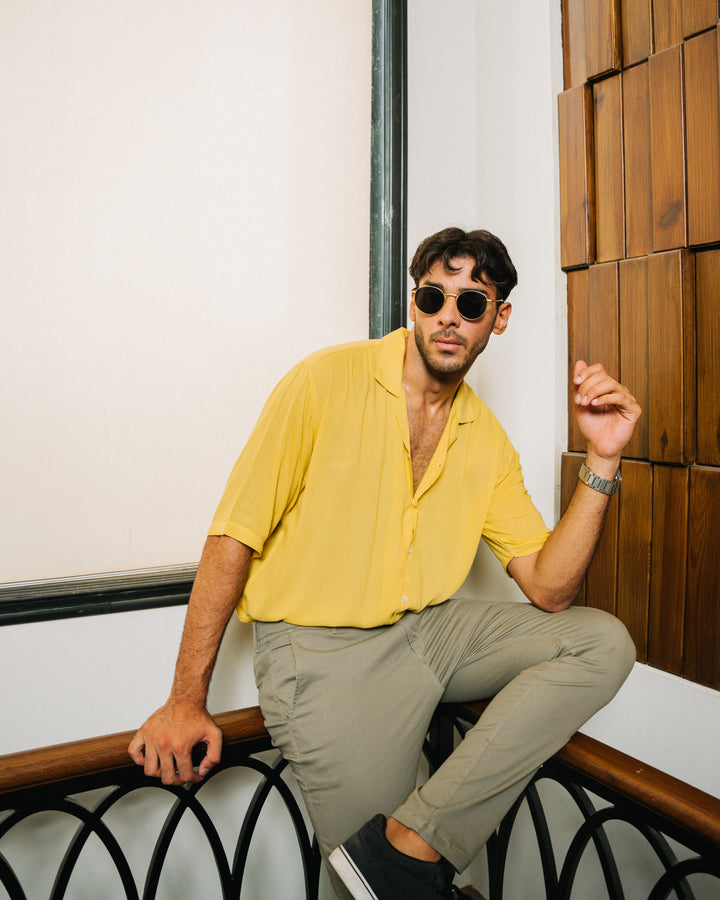 Yellow Cuban Collar Shirt