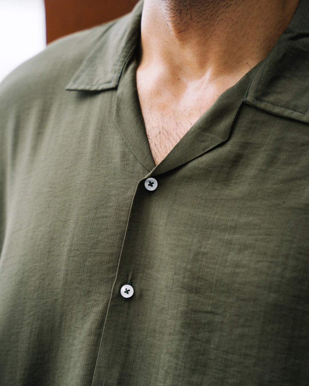 Dark Green Cuban Collar Shirt