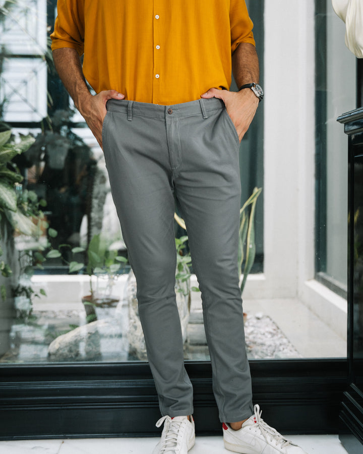 Grey Stretch Chino Pants