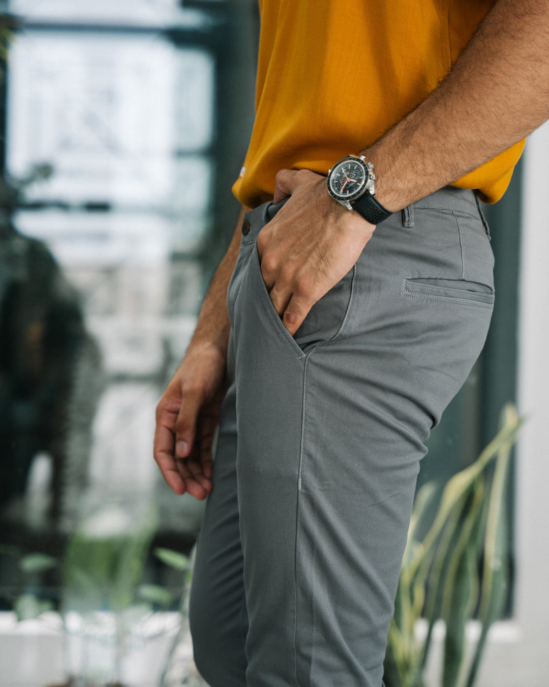 Grey Stretch Chino Pants