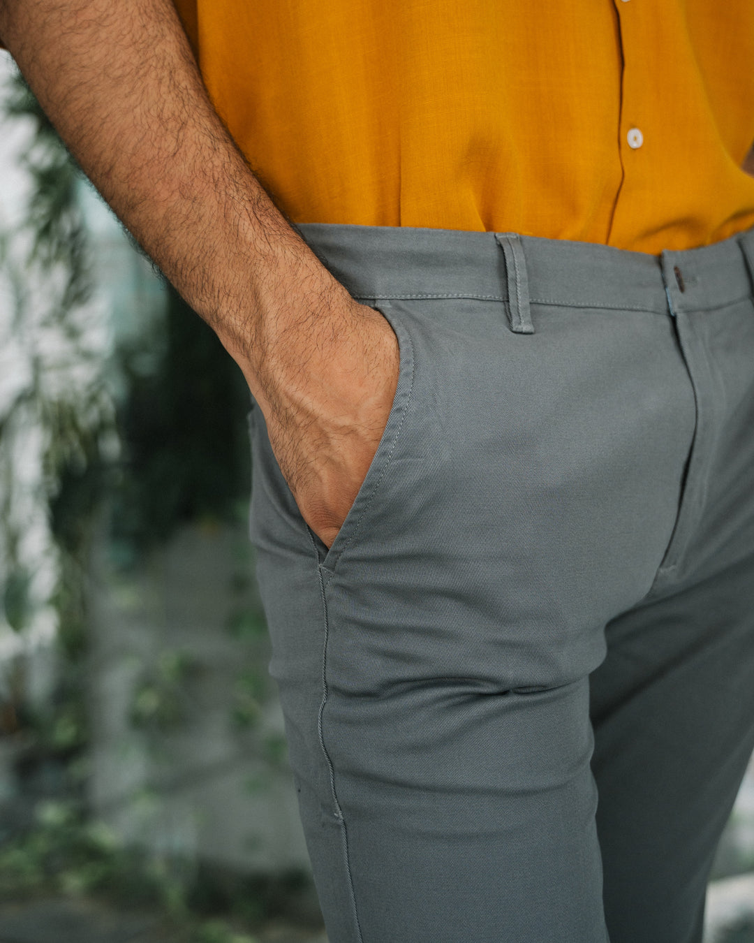 Grey Stretch Chino Pants