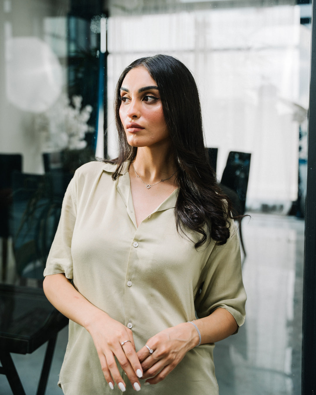 Light Teal Cuban Collar Shirt