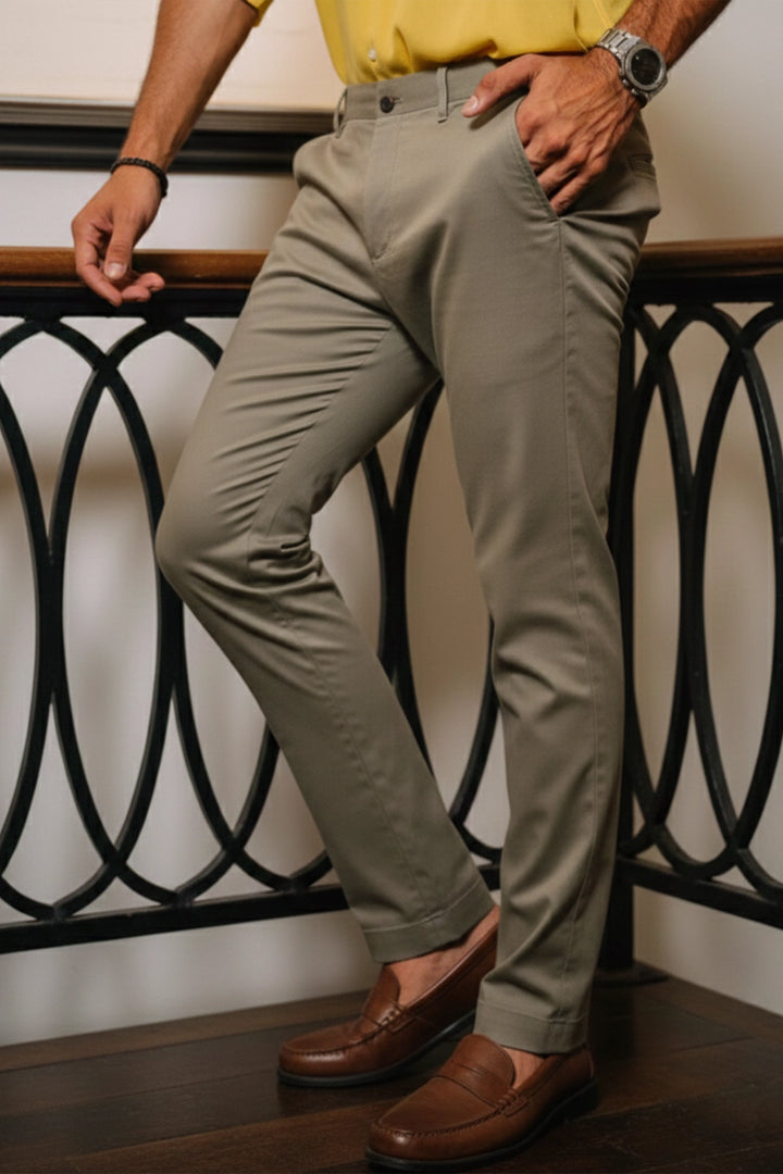 Khaki Military Stretch Chino Pants