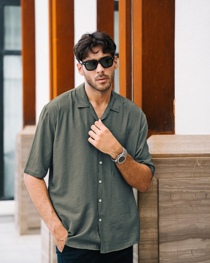 Sea Grey Cuban Collar Shirt
