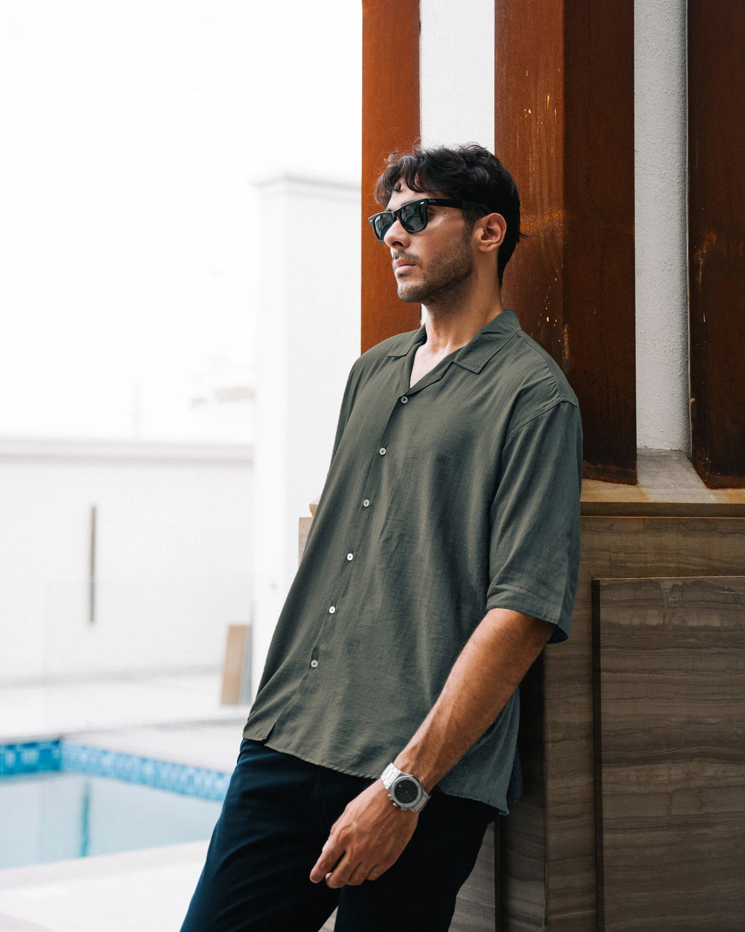 Sea Grey Cuban Collar Shirt