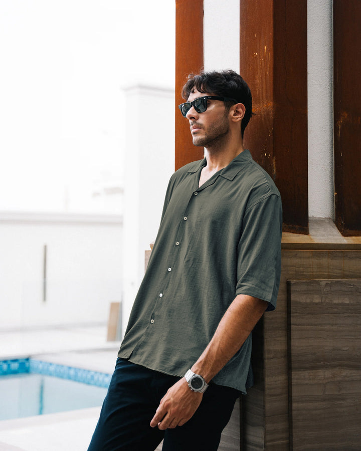 Sea Grey Cuban Collar Shirt