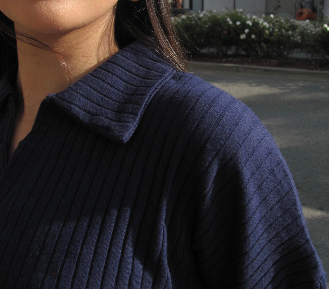 Navy Textured Rib Top