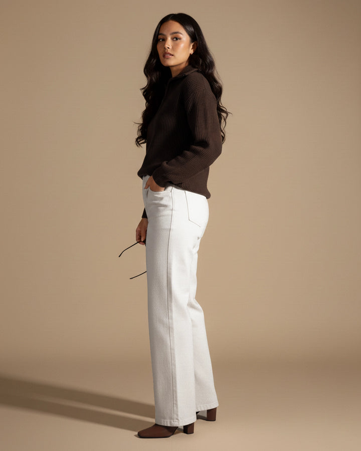 Women's Brown Polo Sweater