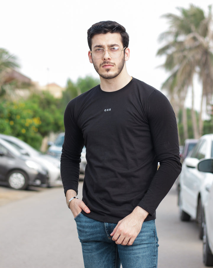 Black OXR Full Sleeves T-Shirt with Reflective LOGO