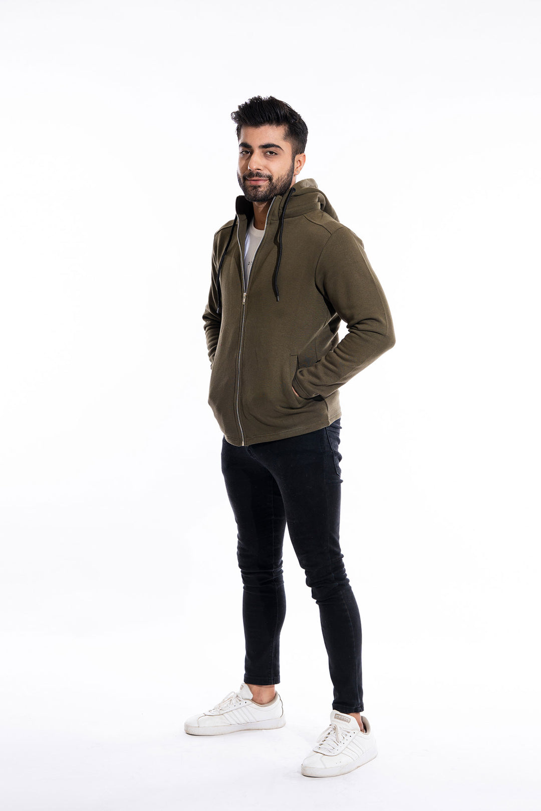 Olive Green Detachable Hoodie